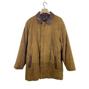 Bullock & Jones Men's 40" XL English Leather Quilted Tan Coat Jacket